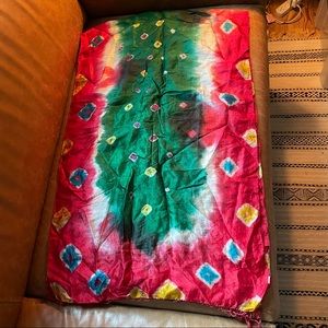 Indian tie dye silk scarf